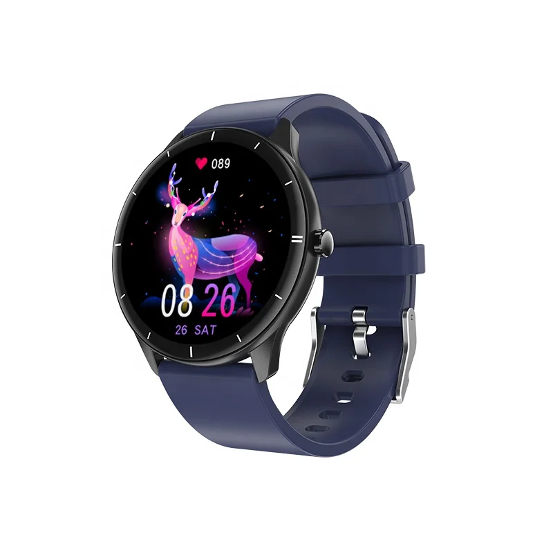 New Round lady sportsmart watch bracelet woman blood oxygen body temperature waterproof smartwatch custom rubber wristband pink