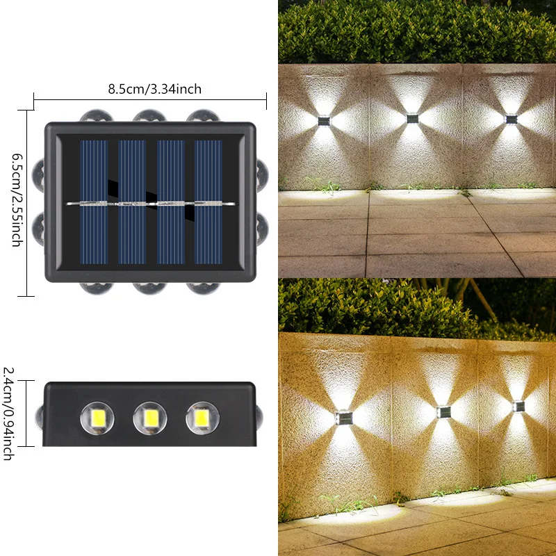 Outdoor Porch Garden decorative Waterproof IP65 four Luminous Solar LED Wall Light