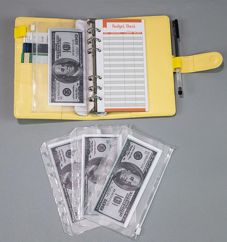 Macaron Color Personal Planner PU Leather Cover 6-Ring Locking Refillable with Strong Magnet Closure Budget Binder for School