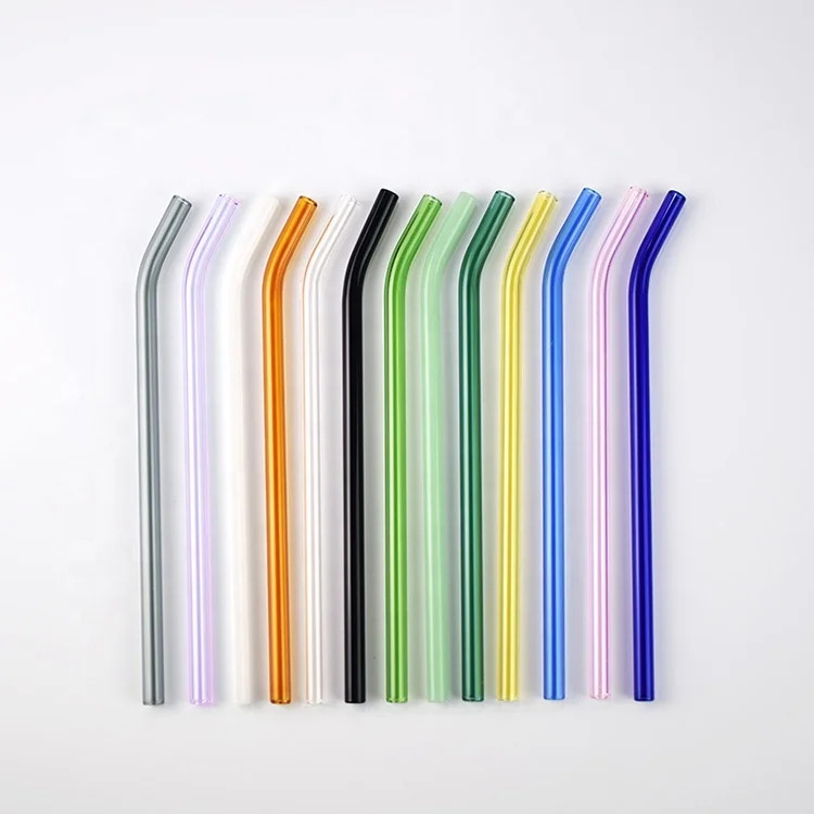  Eco-Friendly reusable colorful borosilicate glass straw