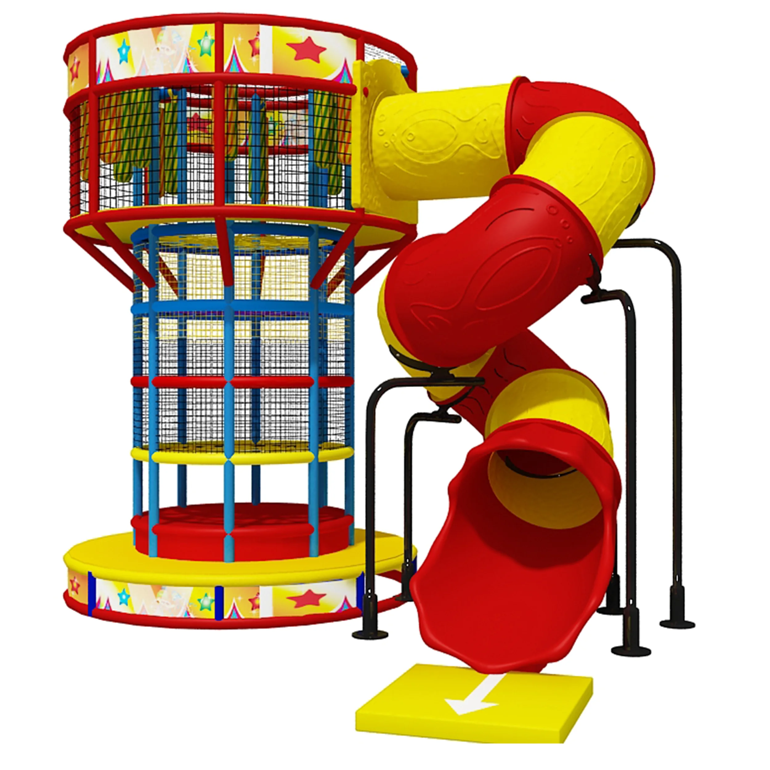 Funny Interactive Spider Tower With Tube Slide