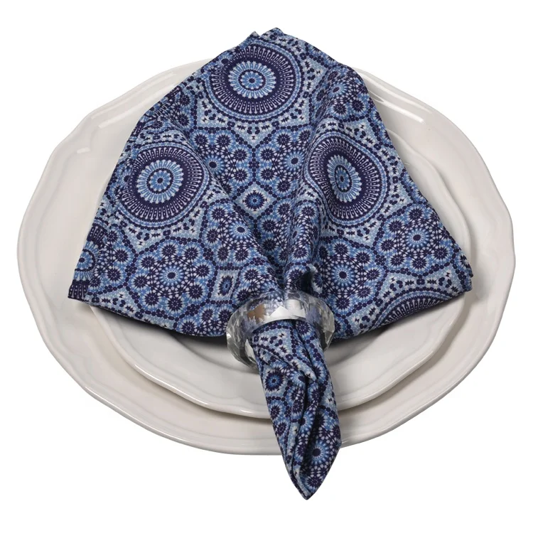 Factory wholesale 4 pieces of fabric kitchen high quality printing French Linen spinning polyester napkin