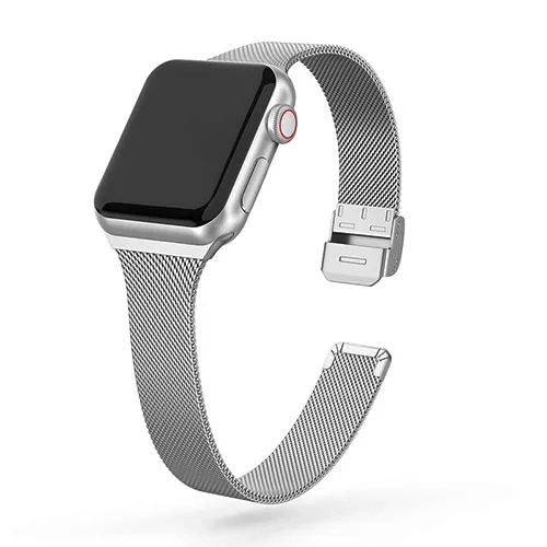Smartwatch Wrist Strap Stainless Steel Metal Narrow Adjustable Milanese Mesh Watch Band for