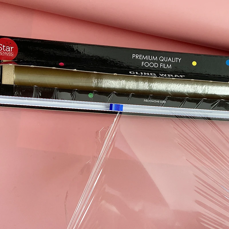 Food grade fresh wrap pvc catering clear stretch cling wrap film elastic cover food packaging cling film jumbo roll for food