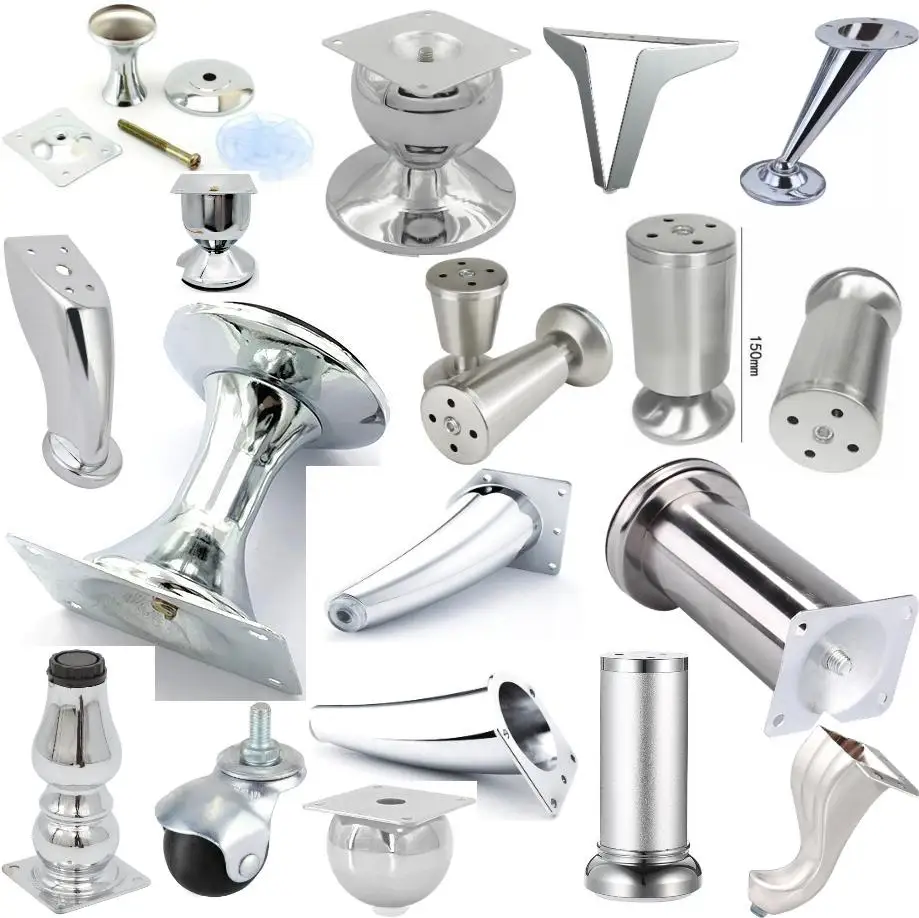 Processing Customizing Various Metal Iron Sofa Legs Chrome-Plated Silver Furniture Metal Legs for Living Bedroom Cabinet Legs