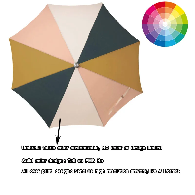 Custom Wholesale 6ft 6.5ft Outdoor Premium Fringed Travel Sun Parasol Wooden Pole Canvas RPET Garden Beach Umbrella with Tassels