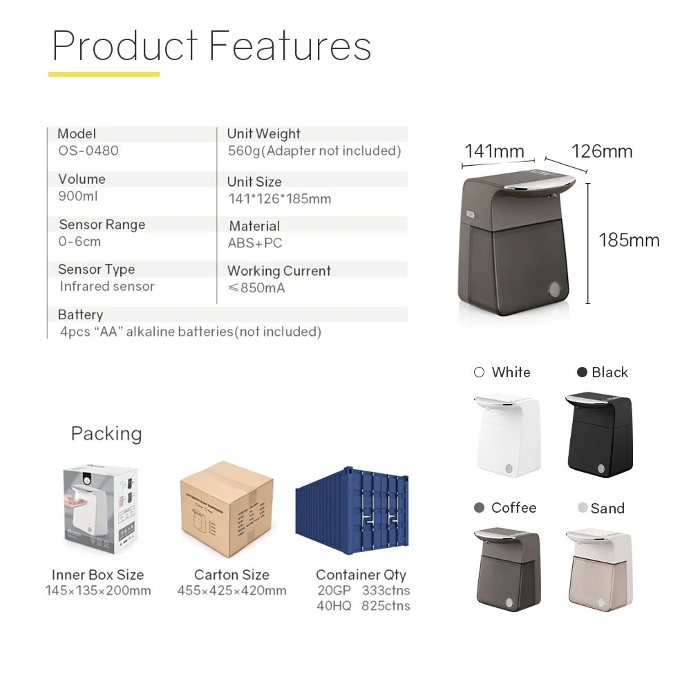 Cheap price Electric smart Touchless infrared Sensor Foam Liquid soap dispenser Auto Alcohol Spray hand Sanitizer dispenser