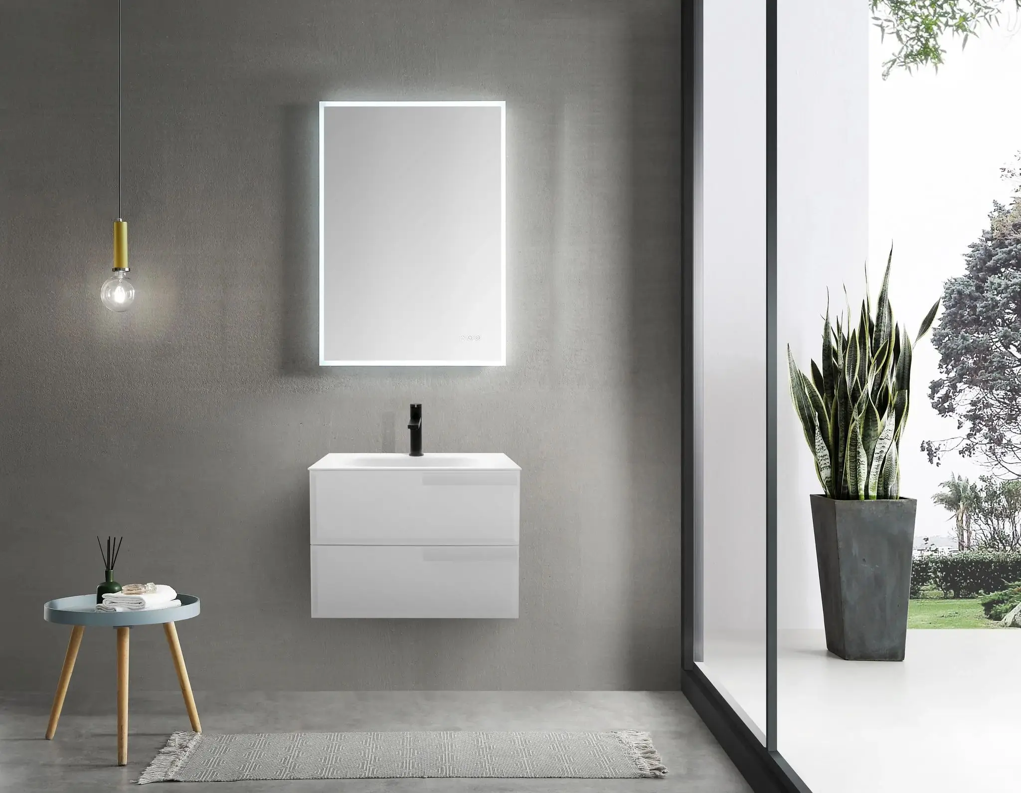 Inner Drawer Design 80 cm Bathroom Vanity Combo Modern Furniture Bath with Sink and Mirror