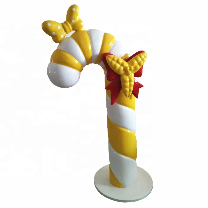 most popular colorful outdoor fiberglass crutch christmas candy cane decoration