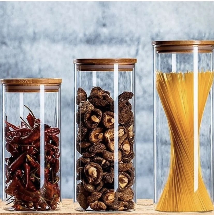 High Quality Borosilicate Spice Glass Jar Food Storage Containers With Bamboo Lids 4oz Airtight Good Jar Food Preservation Safe