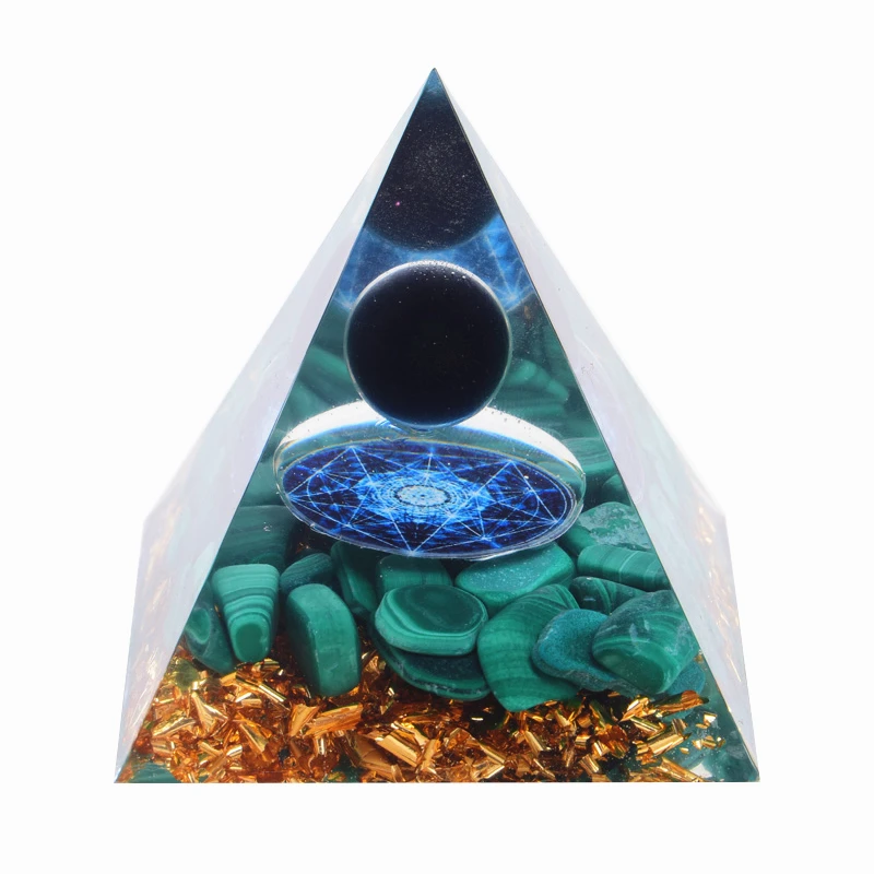 
Wholesale natural malachite Spiritual semi-precious stones for home office feng shui decoration Orgone pyramid 