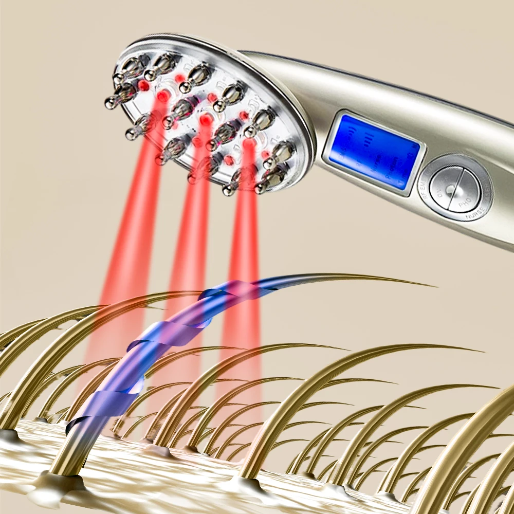 Multi-functional Led Hair Loss Therapy Hair Growth Oil and Serum Laser Comb Hair Regrowth Vibration Massage Device