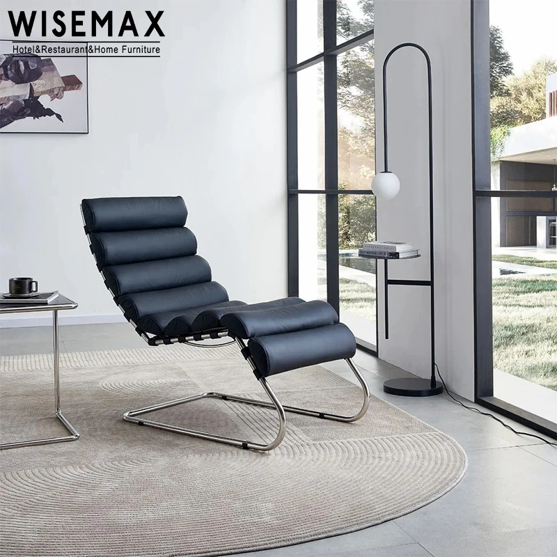 WISEMAX FURNITURE Modern Italian living room comfortable indoor leather chaise lounge chairs for home hotel villa