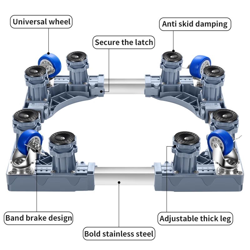 Factory Direct Sale Movable Adjustable Washing Machine Stand With Wheels