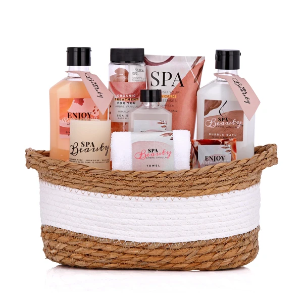 Customized women sleep relaxation shower gel body lotion shampoo spa bath basket gifts set for family