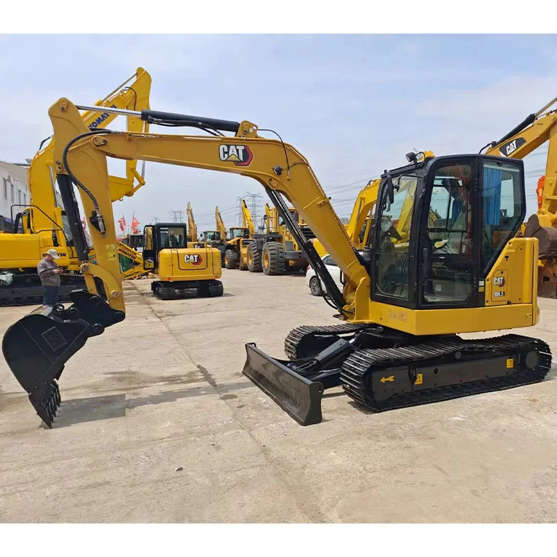 Juefu free shipping used mini 6ton small crawler excavator low running hours cat 306 used mini small home farm digger for sale