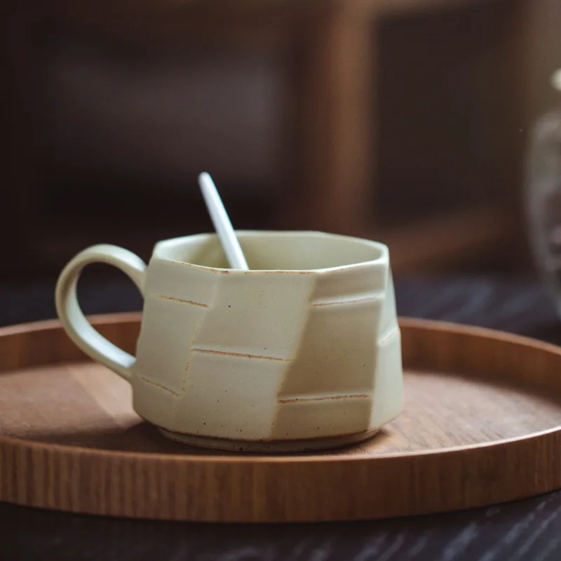 solid color japanese simple handmade coffee cup matte high quality mug chaozhou ceramic