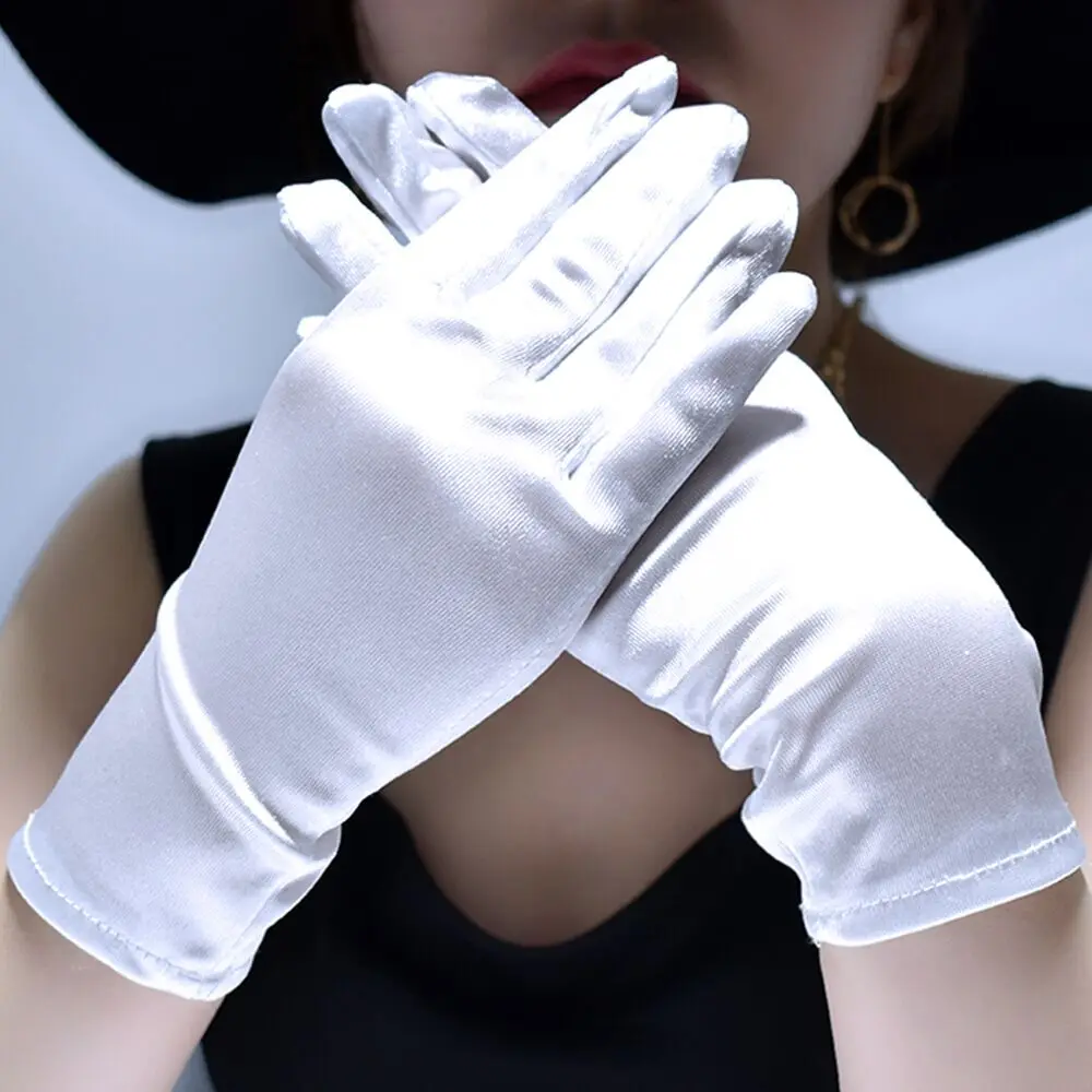 
Beautiful Wrist Length Short Satin Gloves 