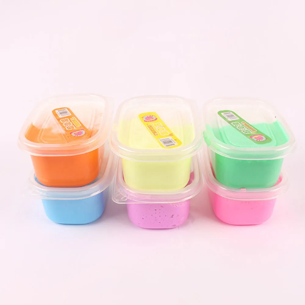 H449 High Quality Double Color Assorted Lunch Box Fluffy Anti-stress Slime Putty Toy