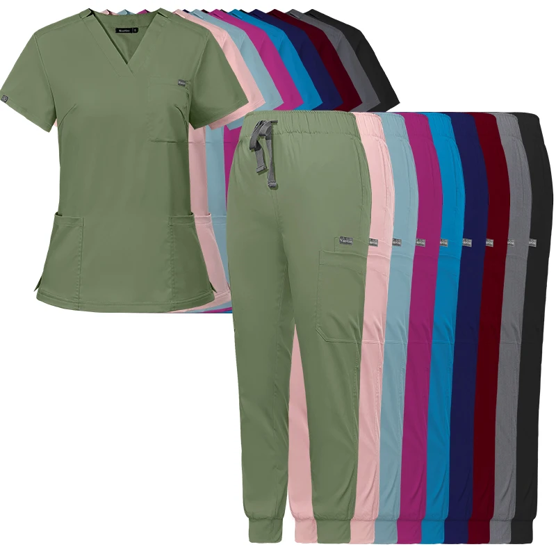 NIAAHINN Factory Custom Oversize Medic Care Uniform Scrub Anti Wrinkle Stretch Fabric Hospital Uniform Nursing Medical Scrub Set