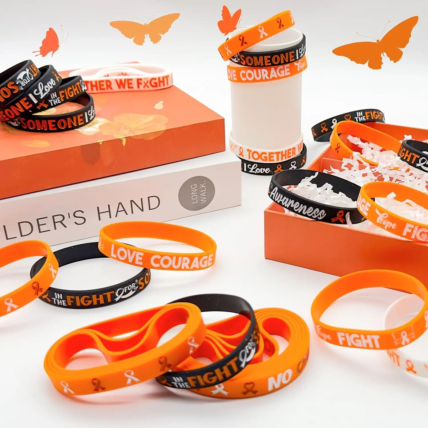 Силиконовый браслет с оранжевой лентой