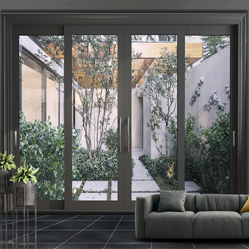 Aluminum Frame Noiseless Interior Patio Exterior Glass Aluminum Sliding Door