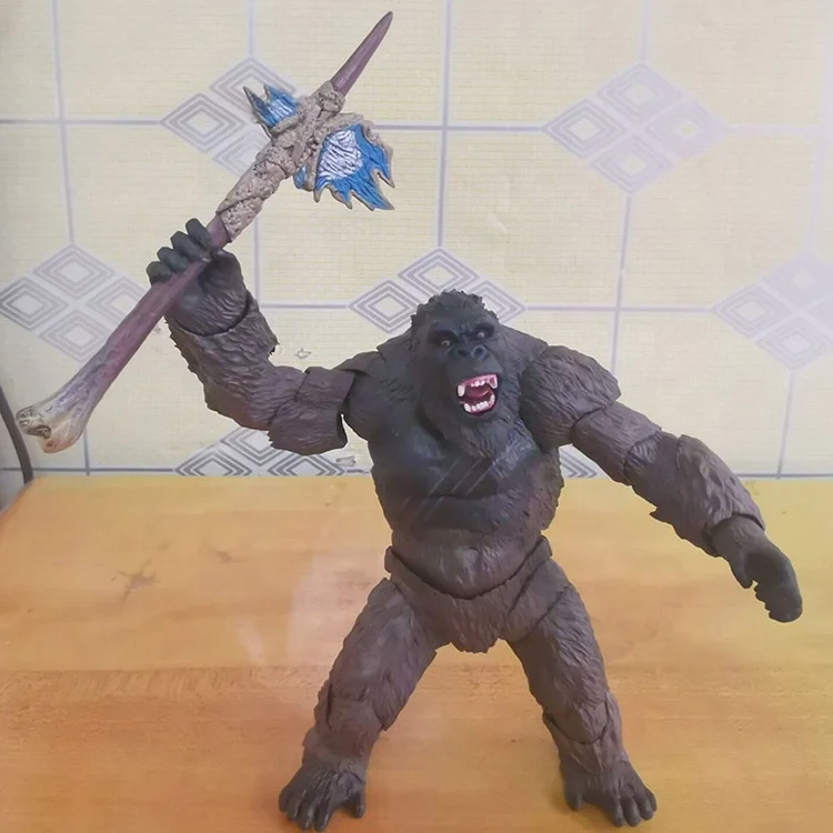 2021 Movie SHM Godzilla Vs King Kong Gorilla Figma Model PlayMates Kong Battle Axe 14cm King Kong Toys for Boys And Adult