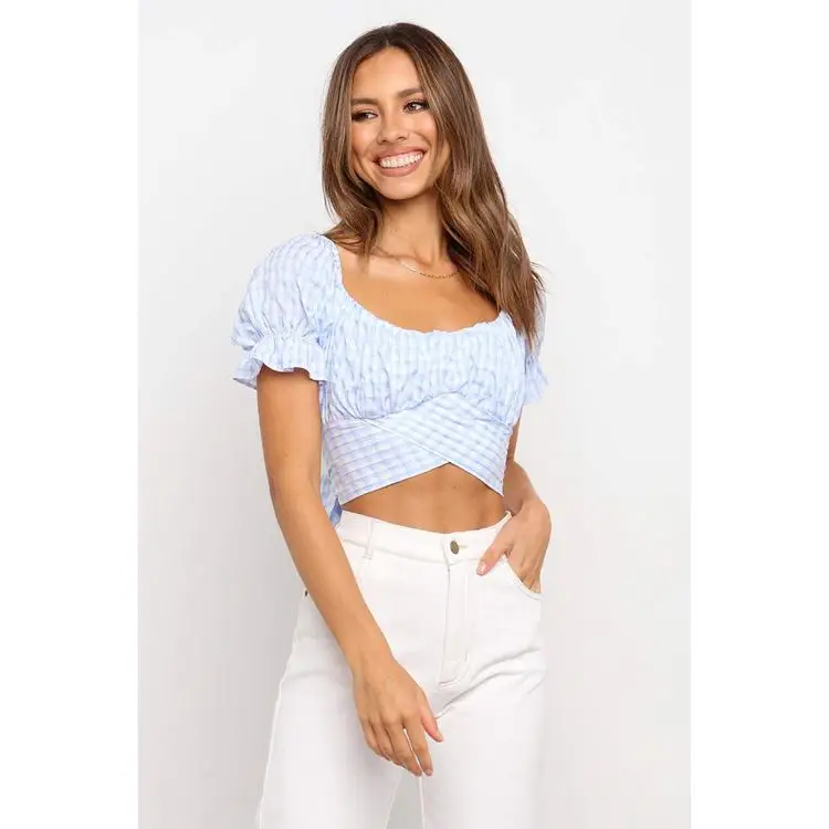 Woman cotton girls fashion tank tops square collar casual blouse tops