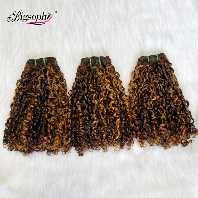 Highlight Bundles Human Hair Wholesale,Super Double Drawn Pixie Curls Piano Color Raw Vietnamese Hair Bundles