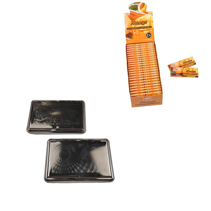 Metal cigarette box can be customized smoking accessories factory direct sales mango flavored rolling paper