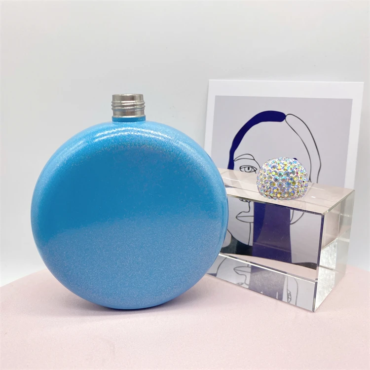 Mini 5oz round shape blue stainless steel hip flasks liquor for women