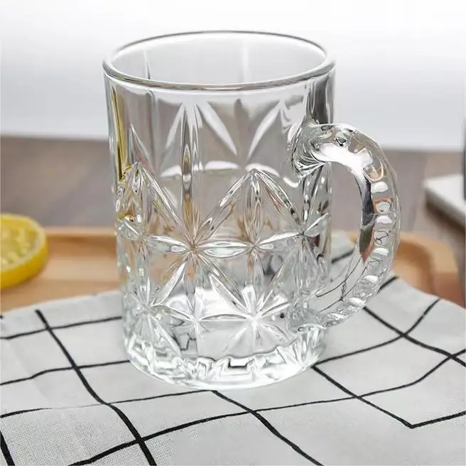 10oz 300ml Sunflower Glass Coffee Straight Tumblers beer cup customized mug seidel glass stein with Bead Handle