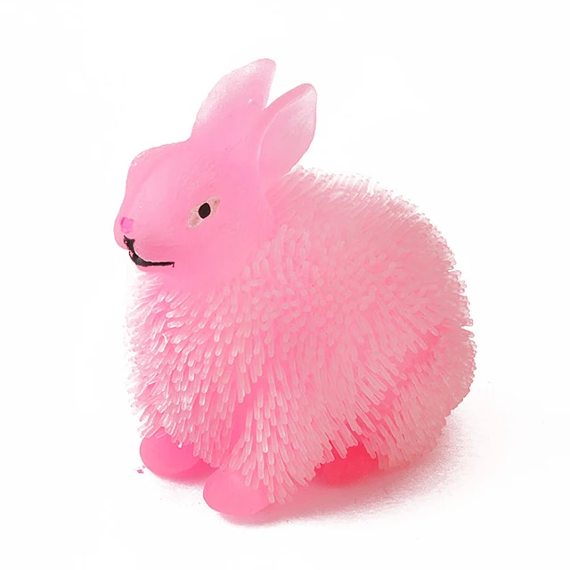 New Custom Light Up Flexible Rabbit Puffer Ball for Kids Animal Squishy Stress Relief Flashing Toys Wholesale