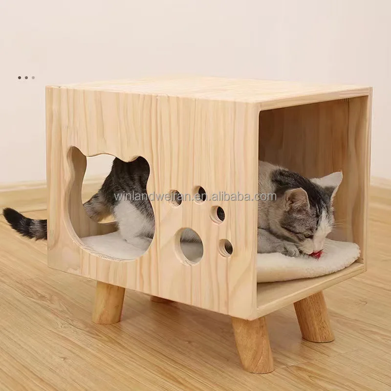 Hot Selling Multi-Function Bedroom Pet Furniture Small Indoor Wood Cat House