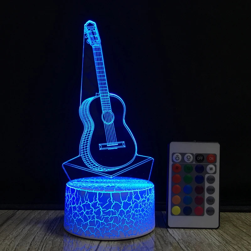 3D acrylic guitar night light lamp LED 7 Color Changing Gradient Baby Child Sleeping Night Light
