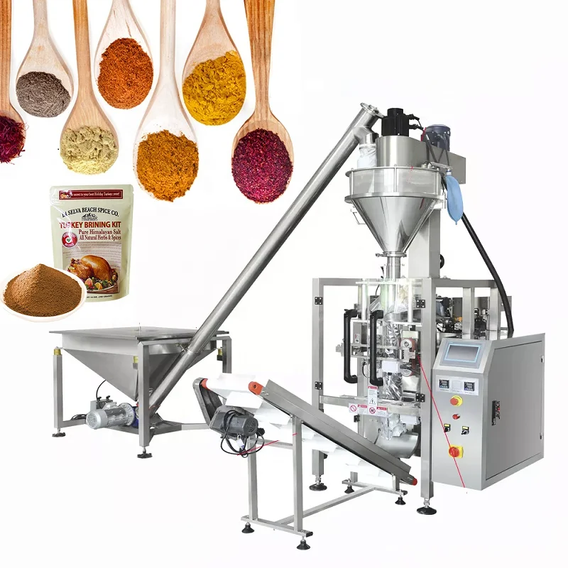 SUS304 Full Automatic Vertical Powder Packing Machine 1kg Cassava Wheat Flour Bag Packer 2kg Seasoning Powder Bagging Machinery