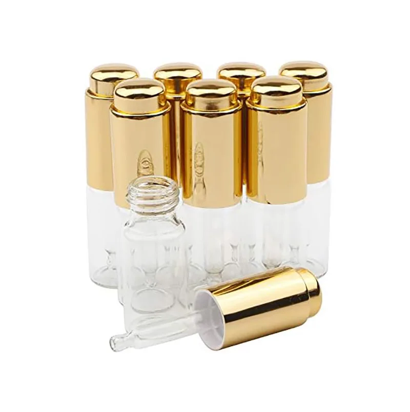 1ml Dropper Pipette 1cc Vial Essential Oil Perfume Liquid Bottle 1Ml Glass Vials metal push Botton dropper crimp pump