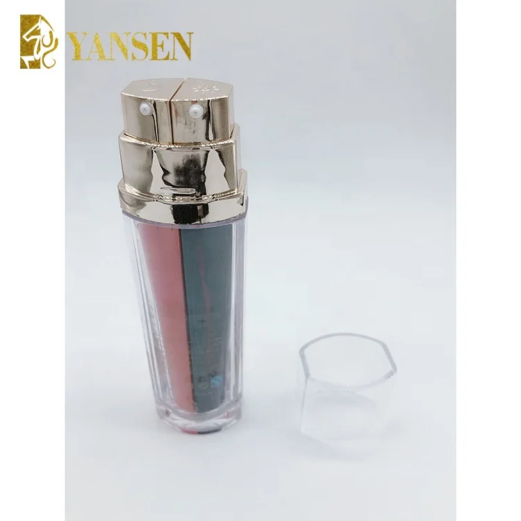cosmetic skin care bottle transparent dual wall pump bottle 25ml*2 dual skin care packaging double tube bottle
