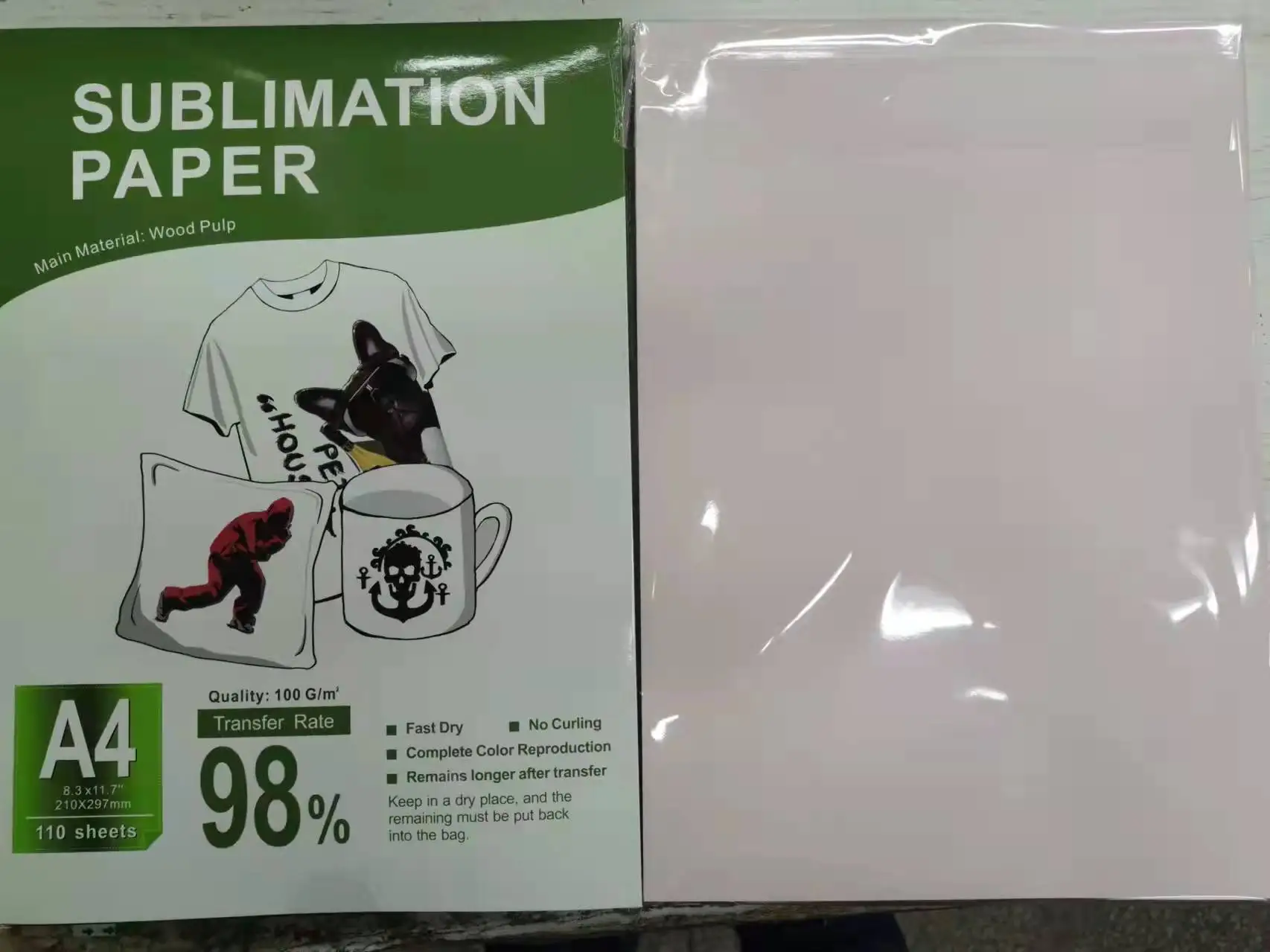 100gsm A3/A4 Heat transfer paper Sublimation paper for sublimation ink printer/ polyester fabric