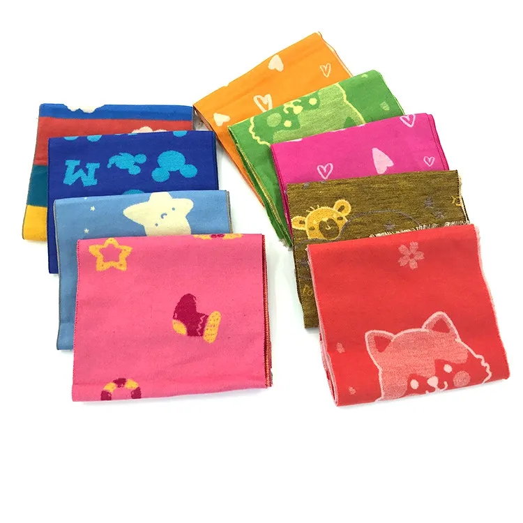 Зимний Шелковый фланелевый шарф с принтом мультяшного кота для детей