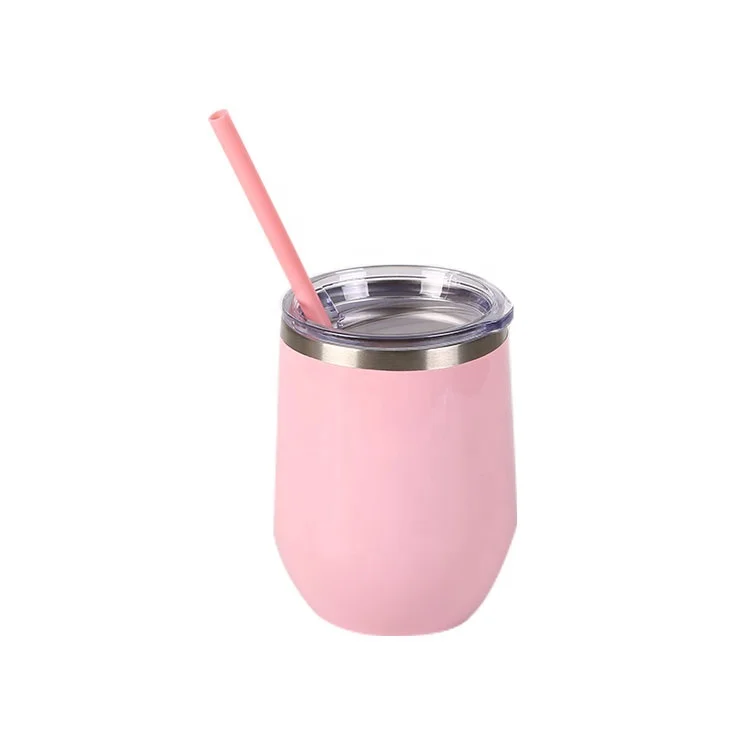 
Hot Sell Good Quality Vacuum Insulated 12oz Travel Double Wall Stainless Steel Cup /coffee Wine Tumbler With Lid And Straw 