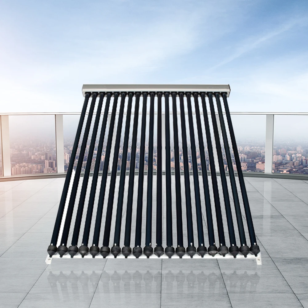 Vacuum tube heat pipe solar collector with inlet and outlet in the bottom of manifold
