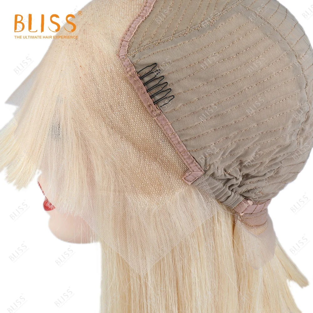 Bliss 13x4 613 Lace Frontal Bob Bangs Wig Blonde 613 Human Hair Lace Front Bob Wigs With Bangs Short 613 Transparent Lace Wigs