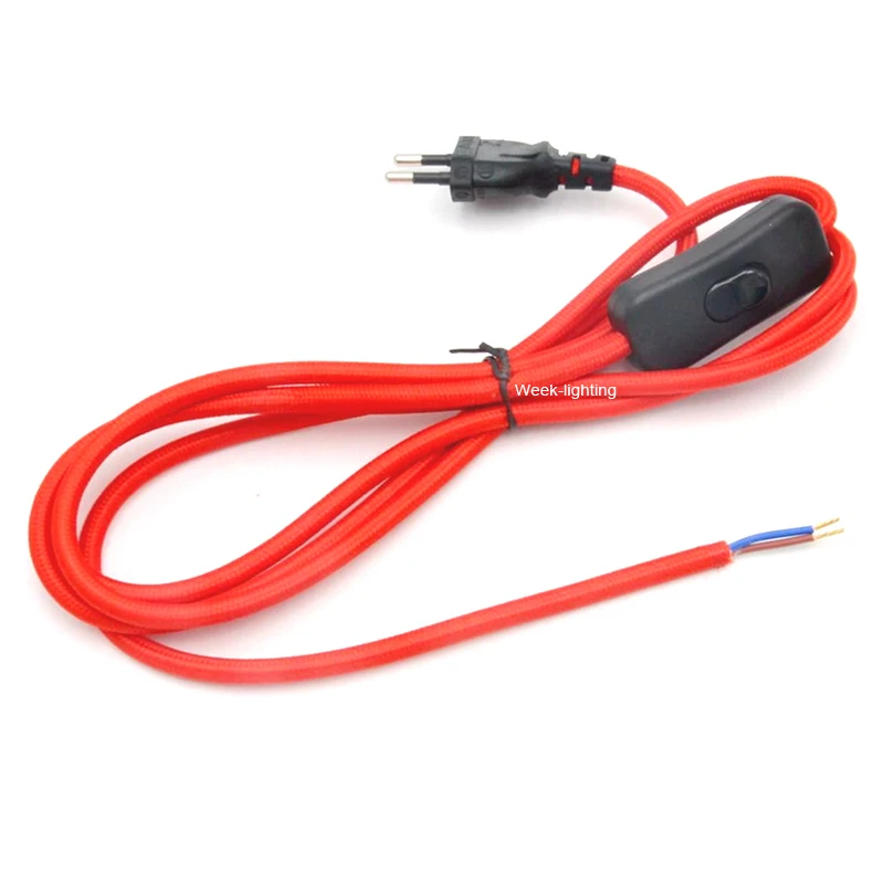 2.5m 220V Power Cords With Euro Plug And Switch Textile Cable Cord For Table Light