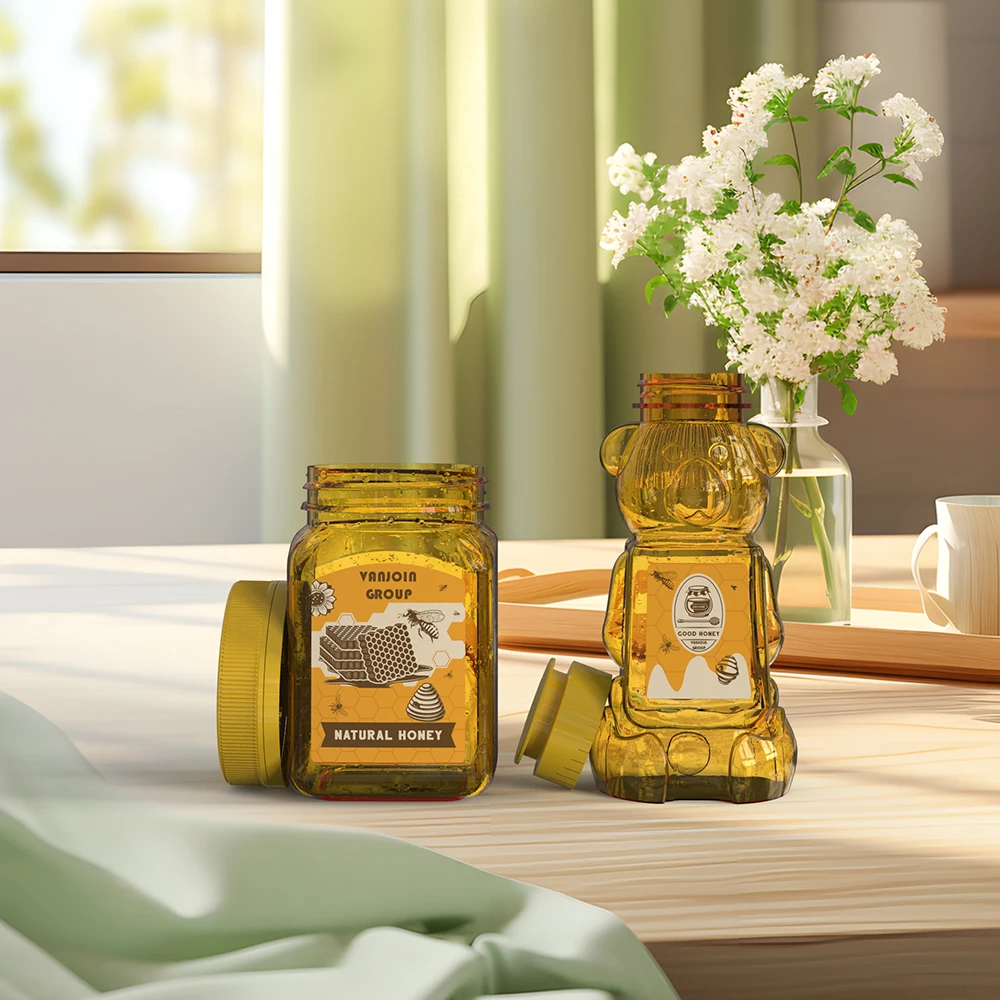 Honey Bottles Packaging Bottle Plastic 250g High Quality Jar For Dates Syrup Cough Empty Containers