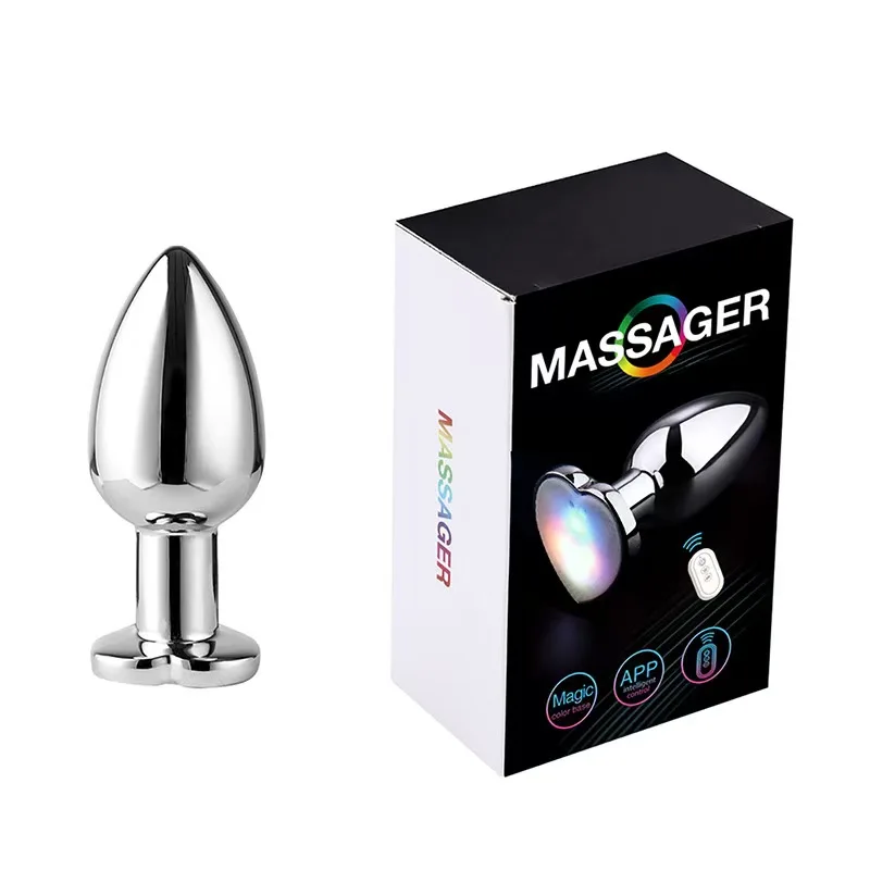 Heart shaped metal Butt Plug Vibrator Anal Plug Vibrator Mobile Wireless Remote Control