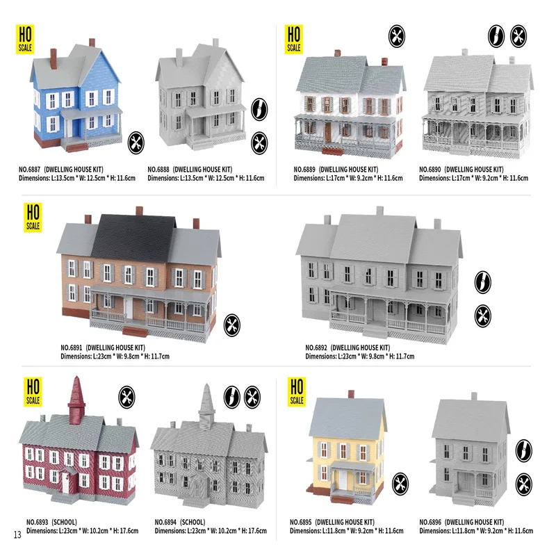 HO Scale Building  Assemble ABS Materials For Diorama Builder Maker Train Layout