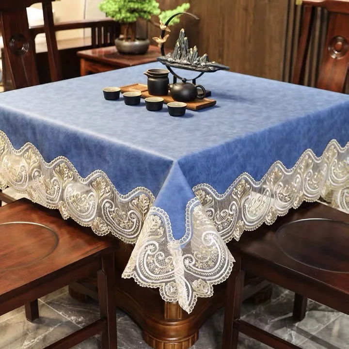 Simulated Leather Luxurious PU Table Cloth Waterproof Grease Proofing for Party Banquet Home