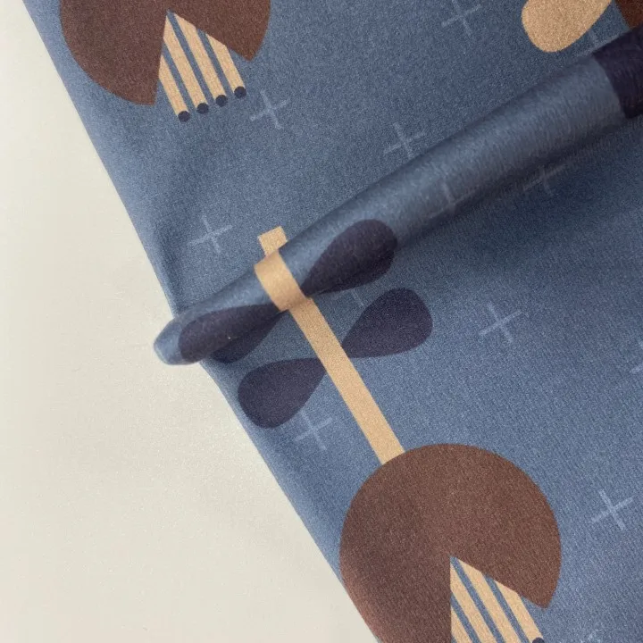 Colorful Custom Digital Printing Designs Velour Printed Brushed Knitted Polyester Rib Dralon Fabric Supplier