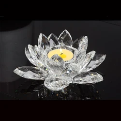 Candle Holder Hot Sale Cheap Lotus Shape Dining Table Center Crystal Wedding Decoration Silver Christmas Clear Folk Art 2 Color